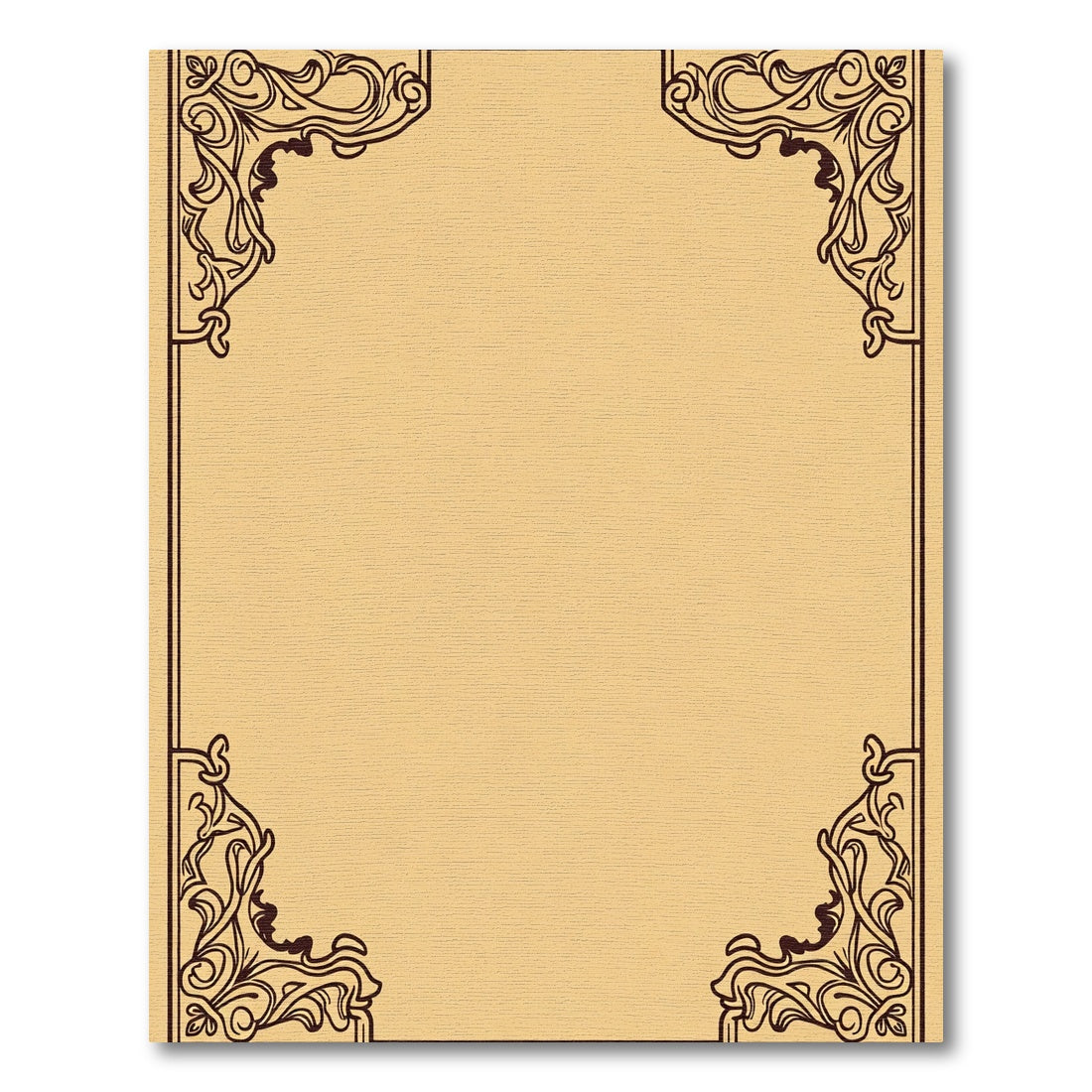 Ornate Beige Scrollwork Corner Accents Rug
