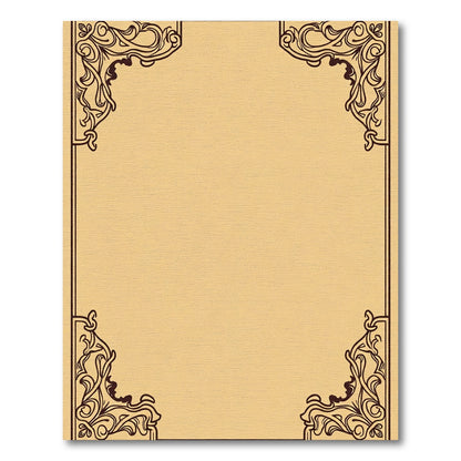 Ornate Beige Scrollwork Corner Accents Rug