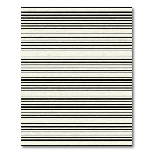 Cream Black Horizontal Stripe Rug