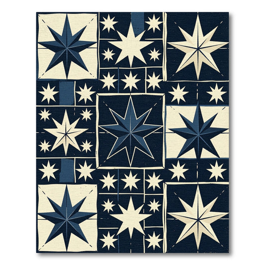 Navy Cream Celestial Star Geometric Rug