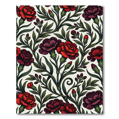 Crimson Red Carnation Botanical Garden Rug