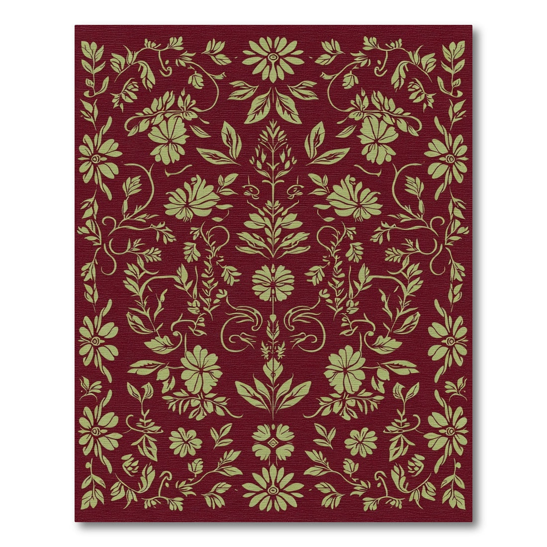 Deep Red Floral Botanical Harmony Rug