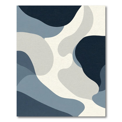 Abstract Blue Hues Organic Waves Rug