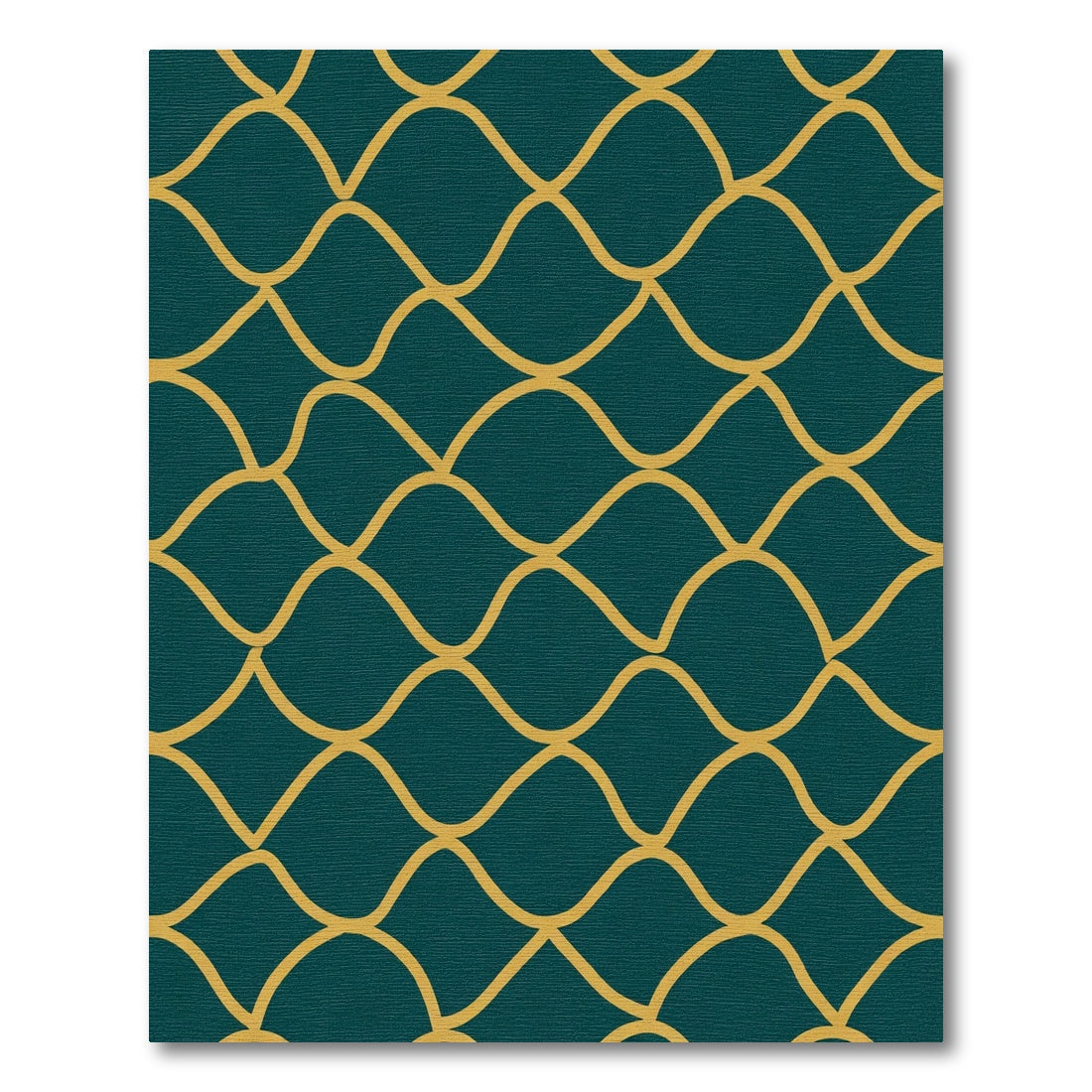 Teal Yellow Interlocking Waves Rug