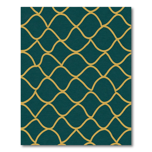 Teal Yellow Interlocking Waves Rug