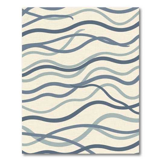 Oceanic Blue Wave Ribbon Rug