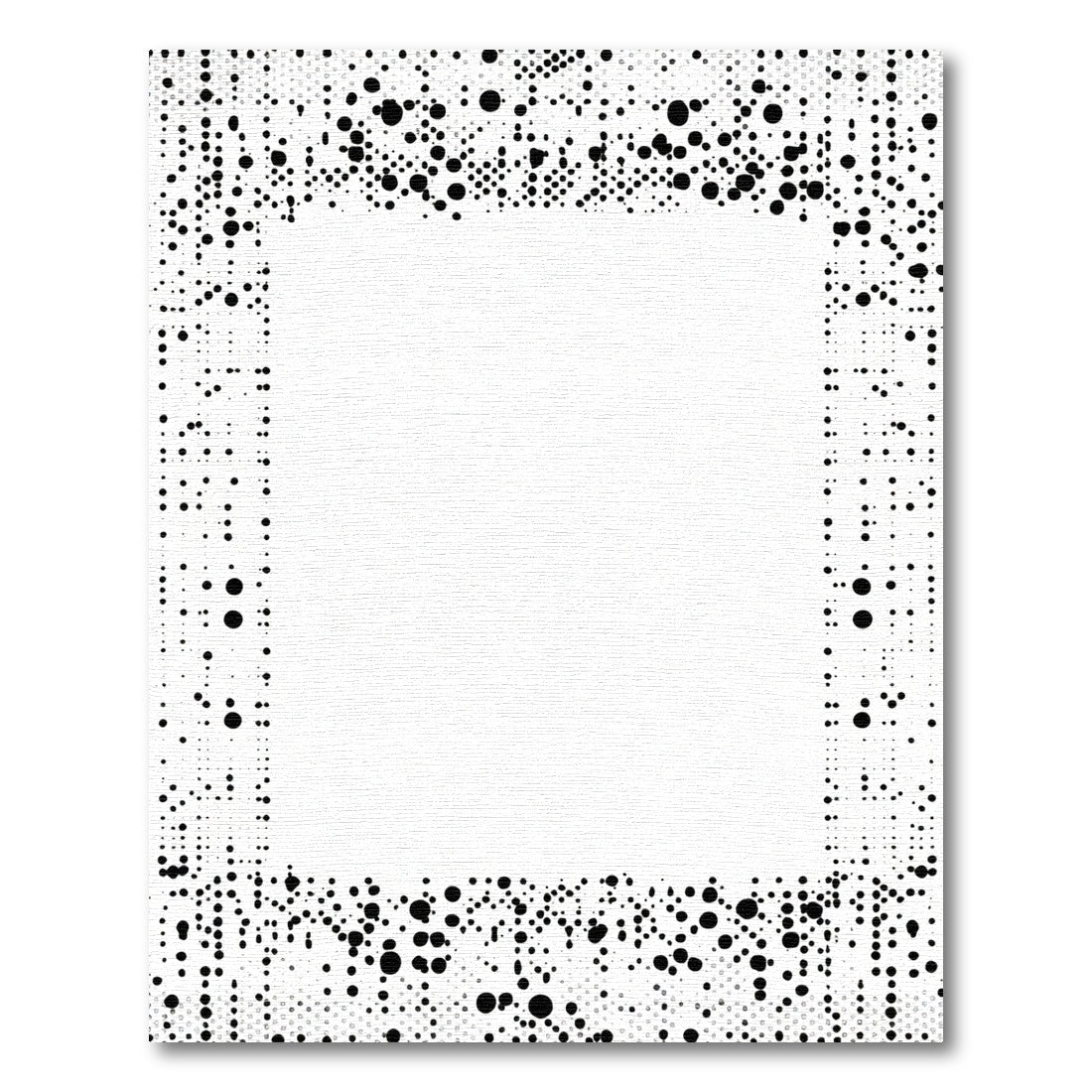 Abstract Black White Dot Border Rug