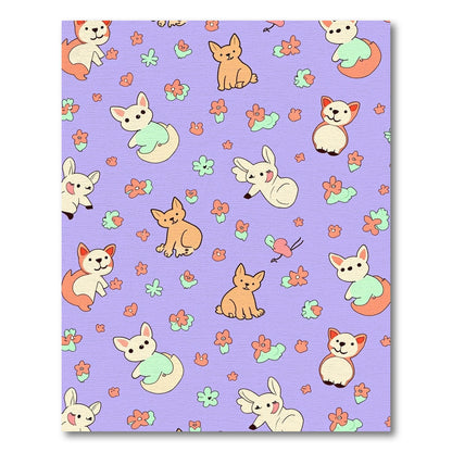 Cute Puppy Lavender Floral Scatter Rug