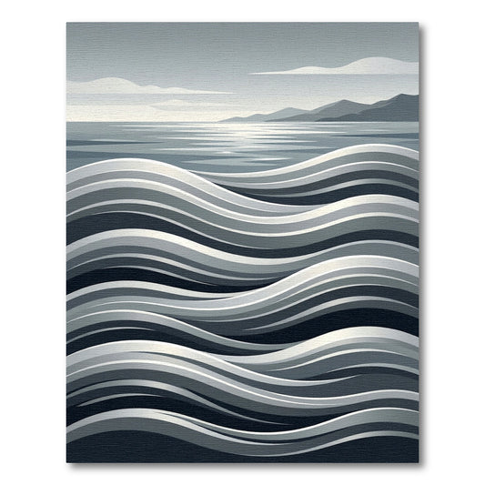 Monochrome Gradient Wavy OceanRug Rug