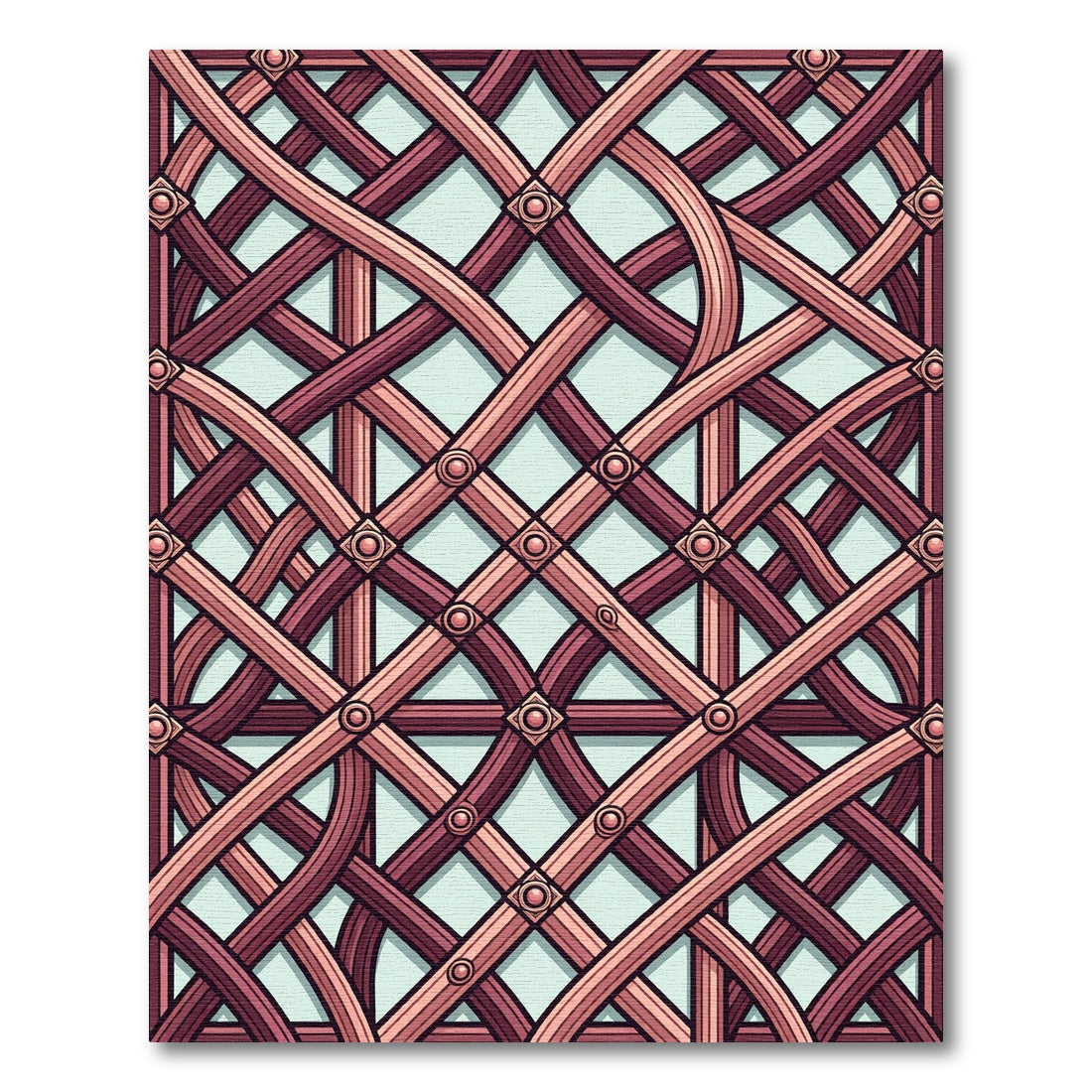 Crimson Mauve Interlocking Lattice Rug