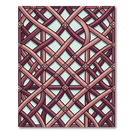 Crimson Mauve Interlocking Lattice Rug
