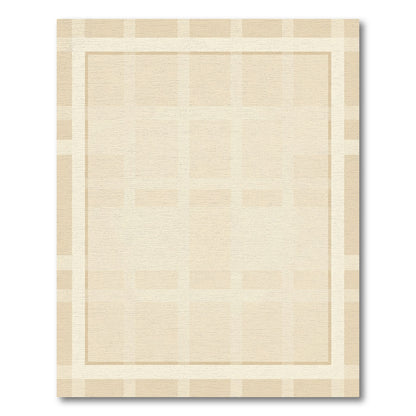 Neutral Beige Soft Plaid Rectangle Rug