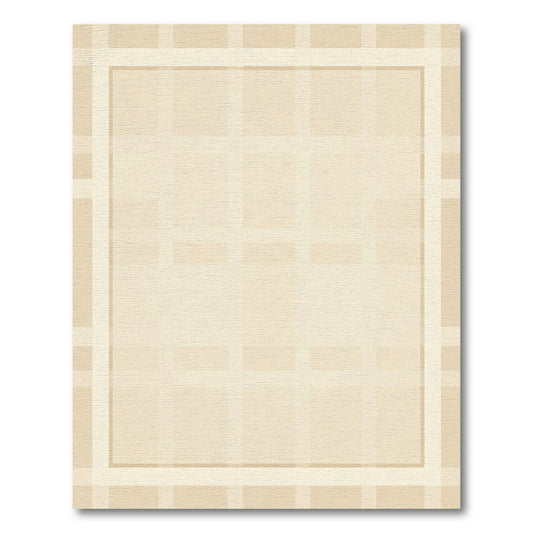 Neutral Beige Soft Plaid Rectangle Rug