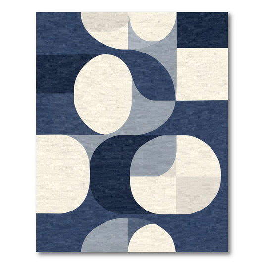 Navy Blue Geometric Abstract Circles Rug