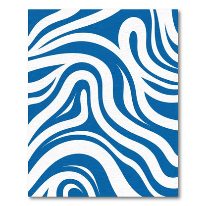Vibrant Blue White Swirling Lines Rug