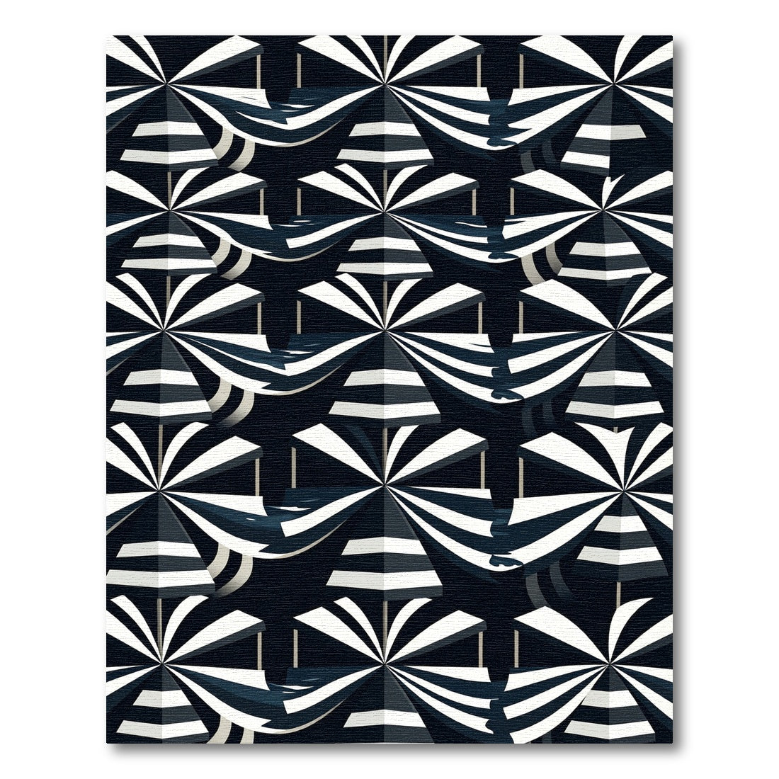 Monochrome Striped Sunbrella Radiating Rug