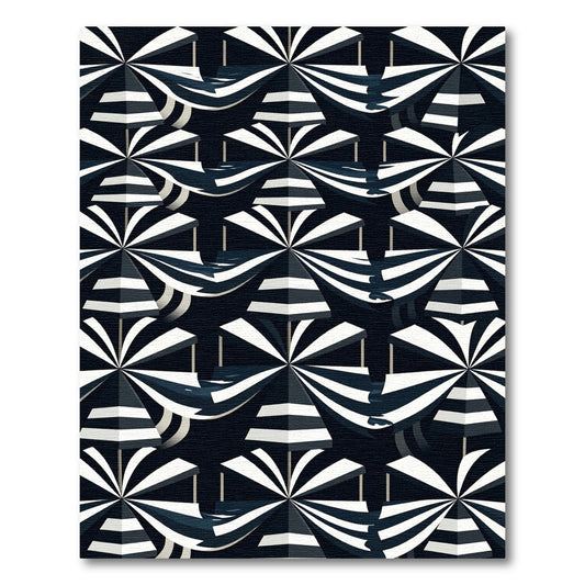 Monochrome Striped Sunbrella Radiating Rug