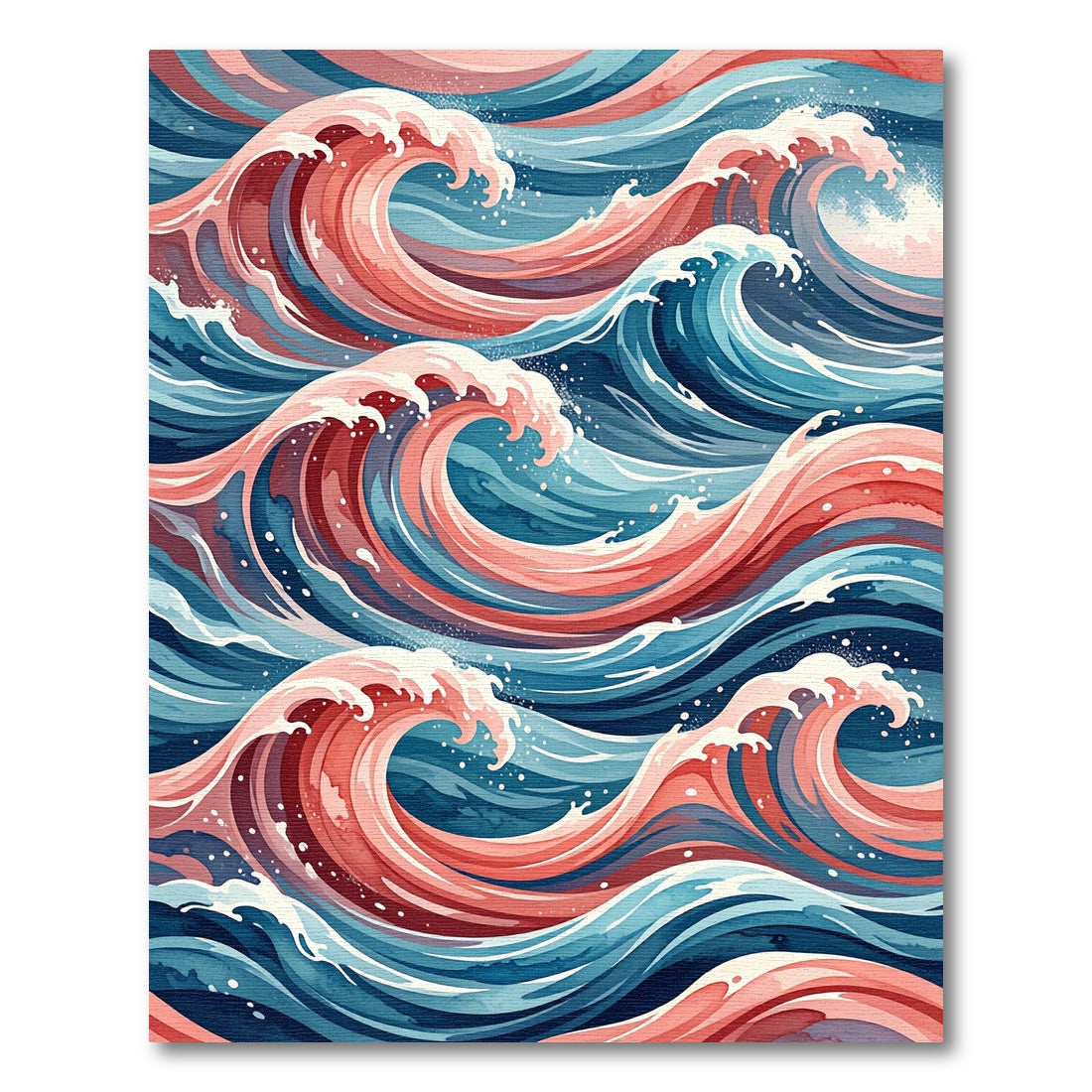 Abstract Coral and Teal Fluid Wave Rug