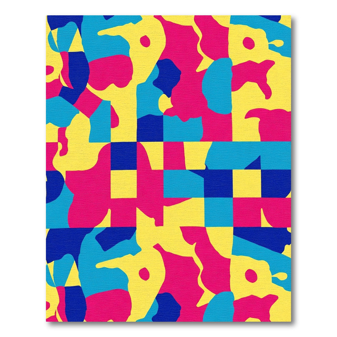 Modern Yellow Blue Pink Abstract Shapes Rug