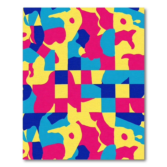Modern Yellow Blue Pink Abstract Shapes Rug