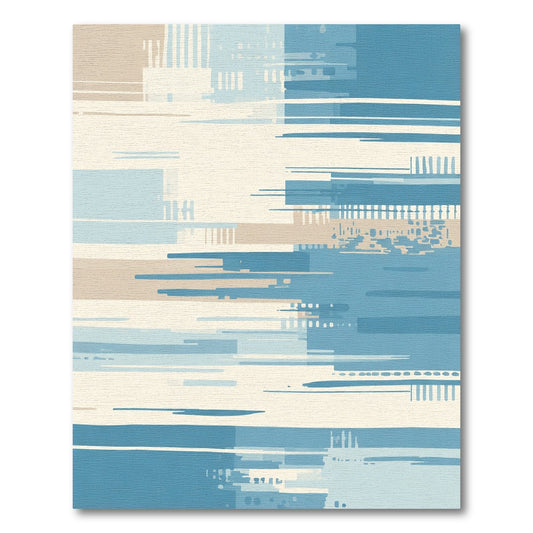 Sandy Blue Contemporary Stripe Rug