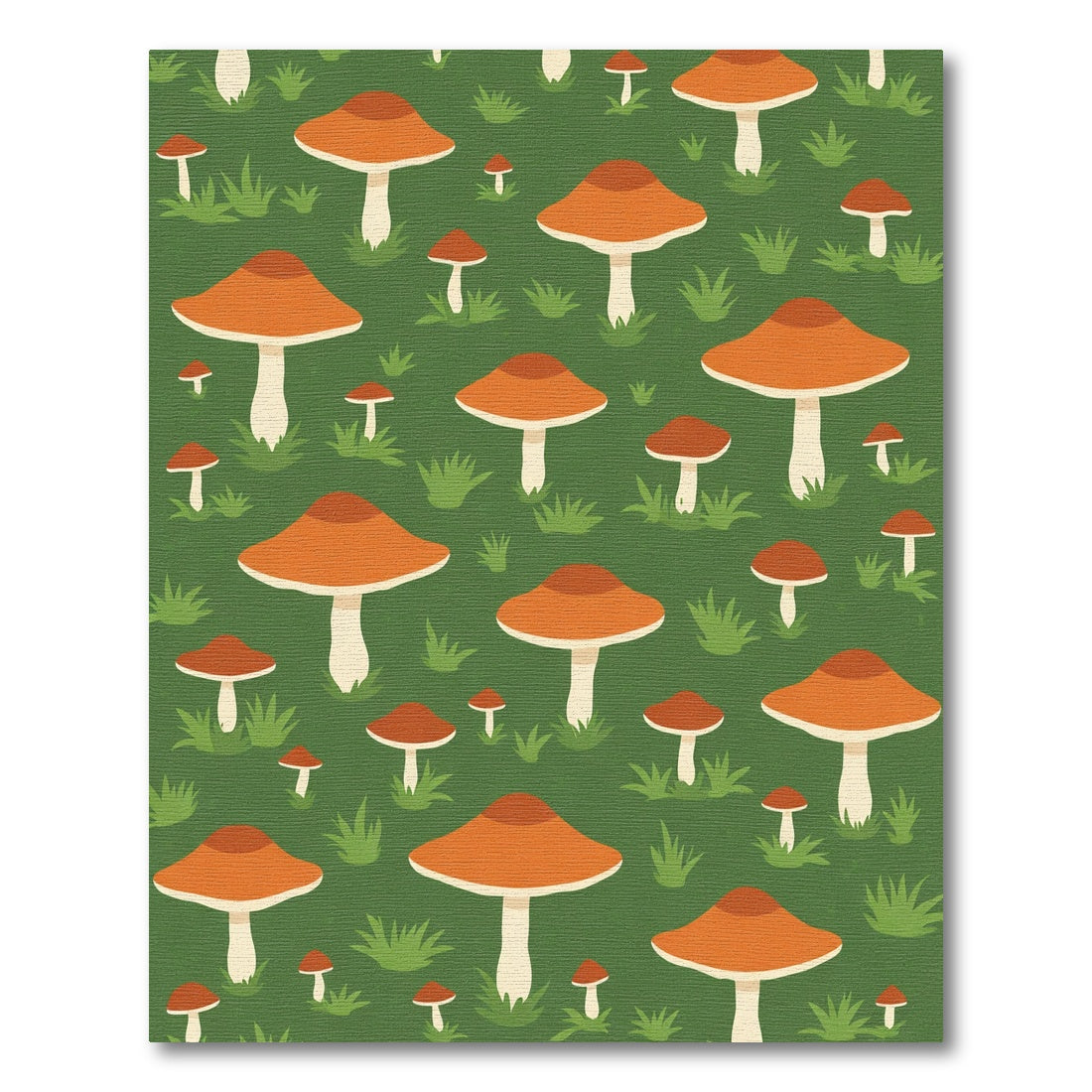 Whimsical Orange Mushroom Forest Rug