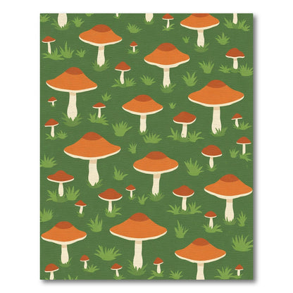 Whimsical Orange Mushroom Forest Rug