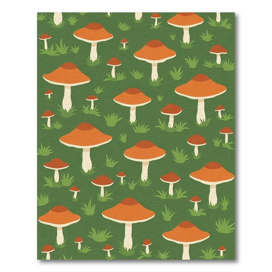Whimsical Orange Mushroom Forest Rug