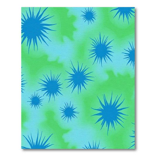 Blue Spiky Stars Abstract Rug