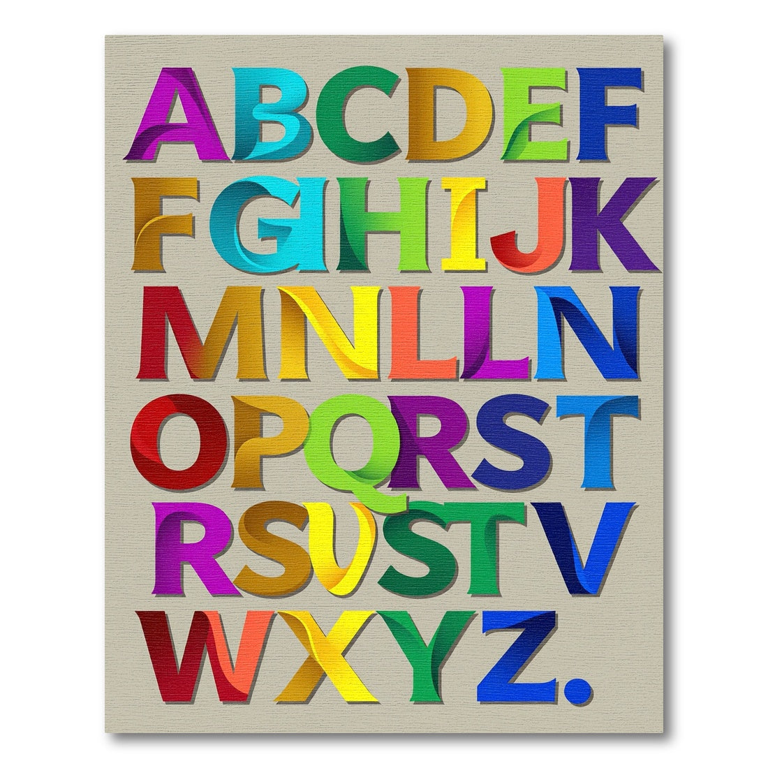 Vibrant Multicolour Alphabet Typographic Art Rug