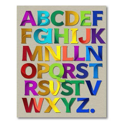 Vibrant Multicolour Alphabet Typographic Art Rug