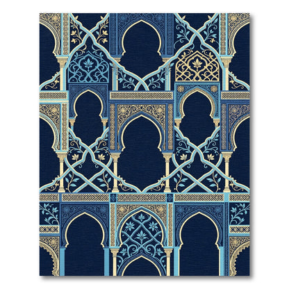 Midnight Blue Arched Palace Tile Rug