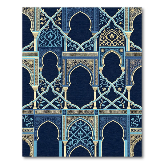 Midnight Blue Arched Palace Tile Rug
