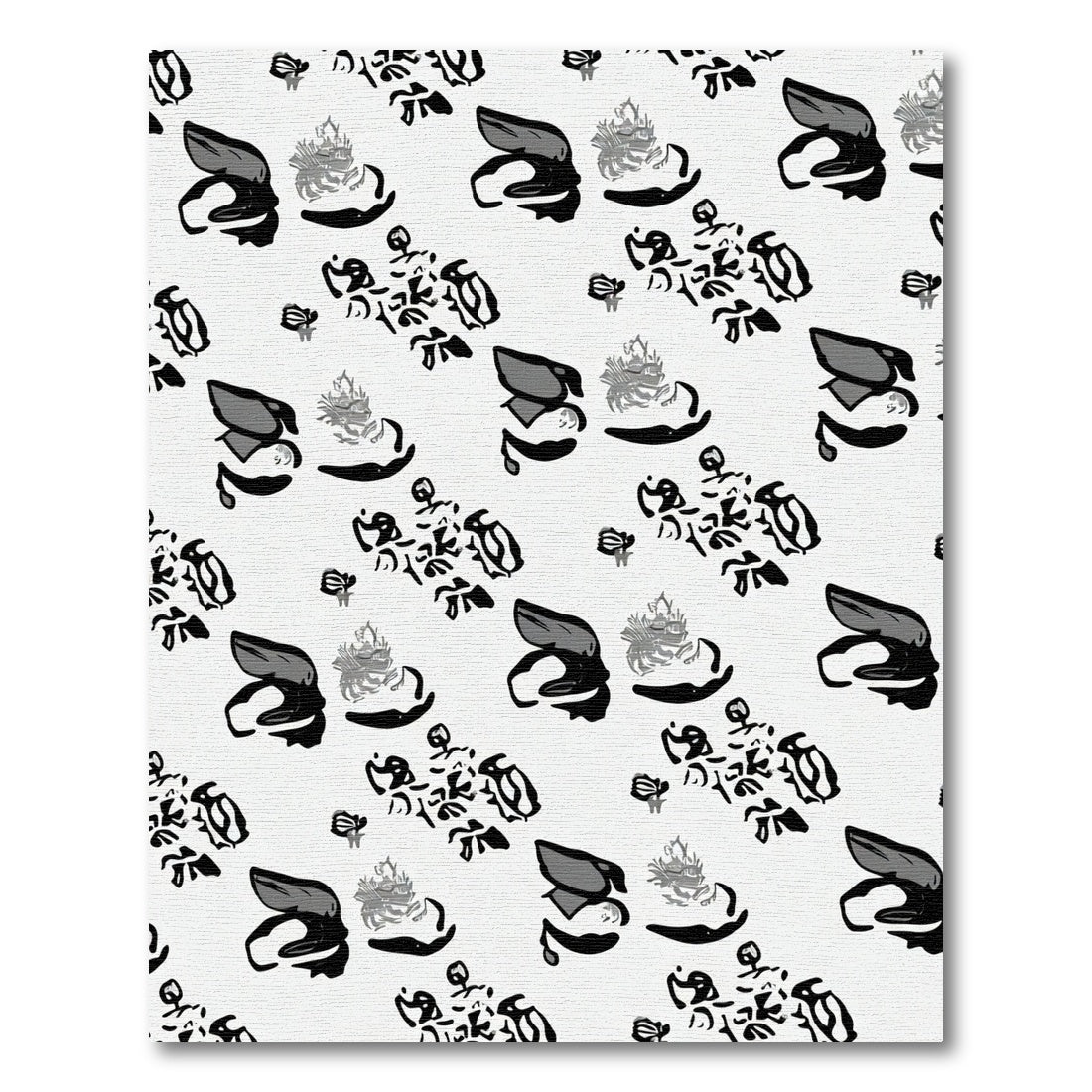 Bold Monochrome Abstract Floral Rug