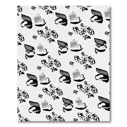 Bold Monochrome Abstract Floral Rug