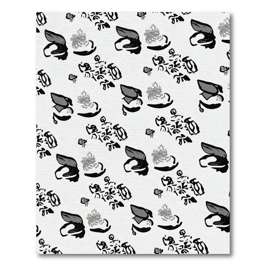 Bold Monochrome Abstract Floral Rug