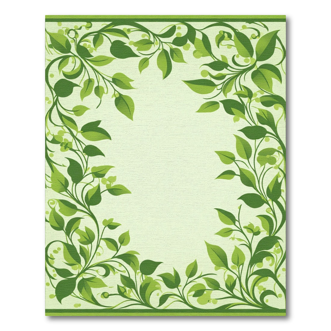 Green Leafy Vine Border Rug