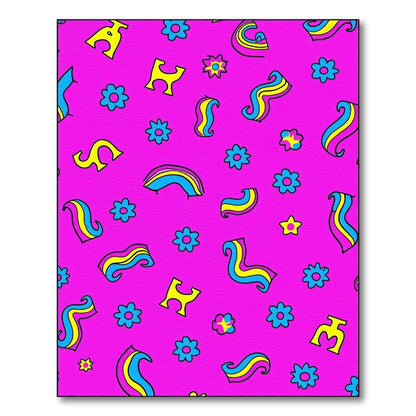 Bright Pink Groovy Swirls Flowers Rug