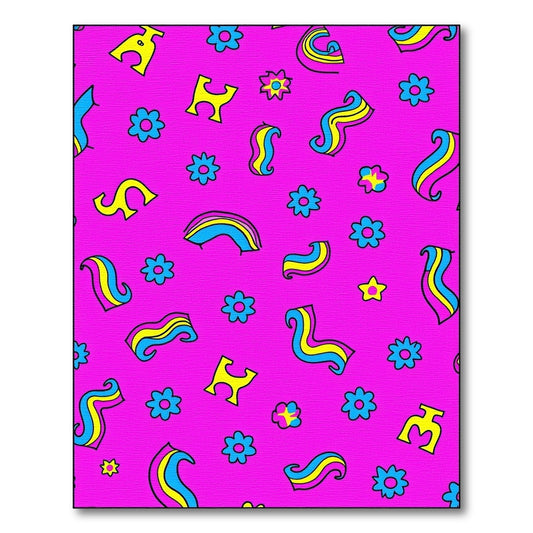 Bright Pink Groovy Swirls Flowers Rug