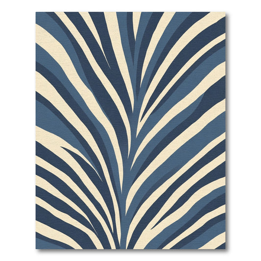 Deep Blue Cream Stripe Abstract Rug