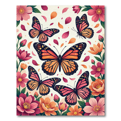 Vibrant Monarch Butterflies Amidst Blooms Rug