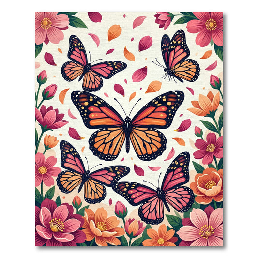 Vibrant Monarch Butterflies Amidst Blooms Rug