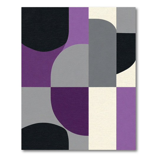 Modern Purple Gray Abstract Geometric Rug
