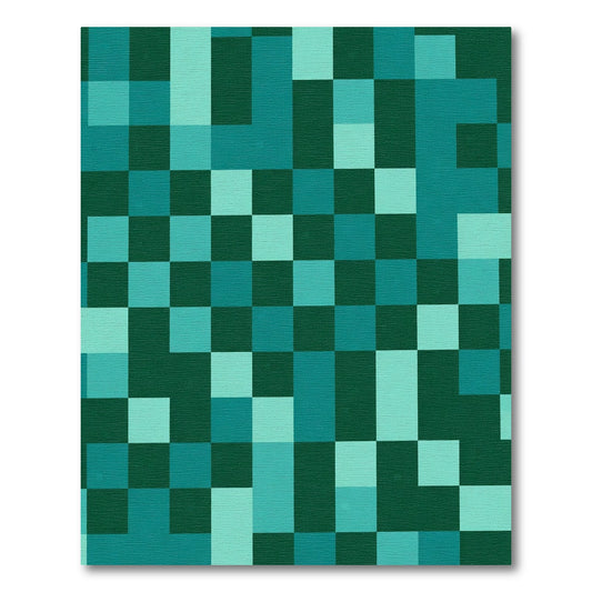 Teal Squares Geometric Composition Rug