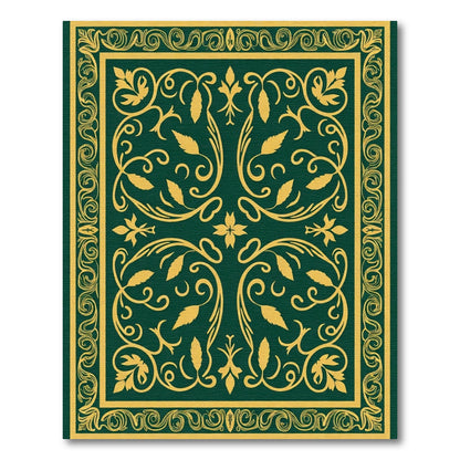 Deep Emerald Golden Flourish Vines Rug