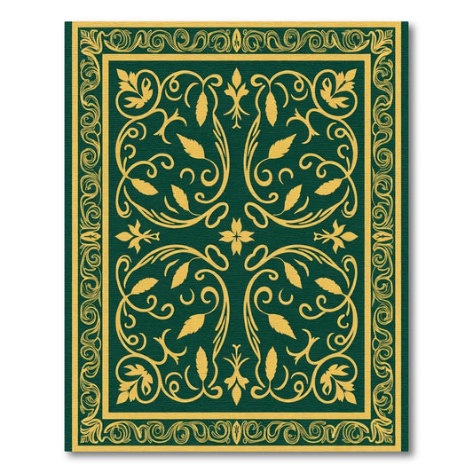 Deep Emerald Golden Flourish Vines Rug