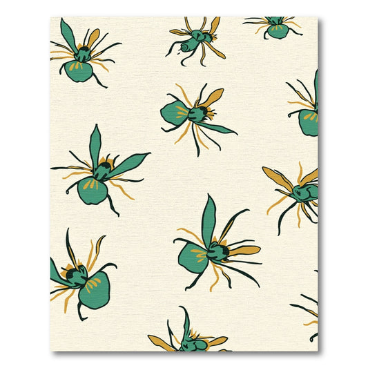 Teal Gold Orchid Floral Arrangement Rug