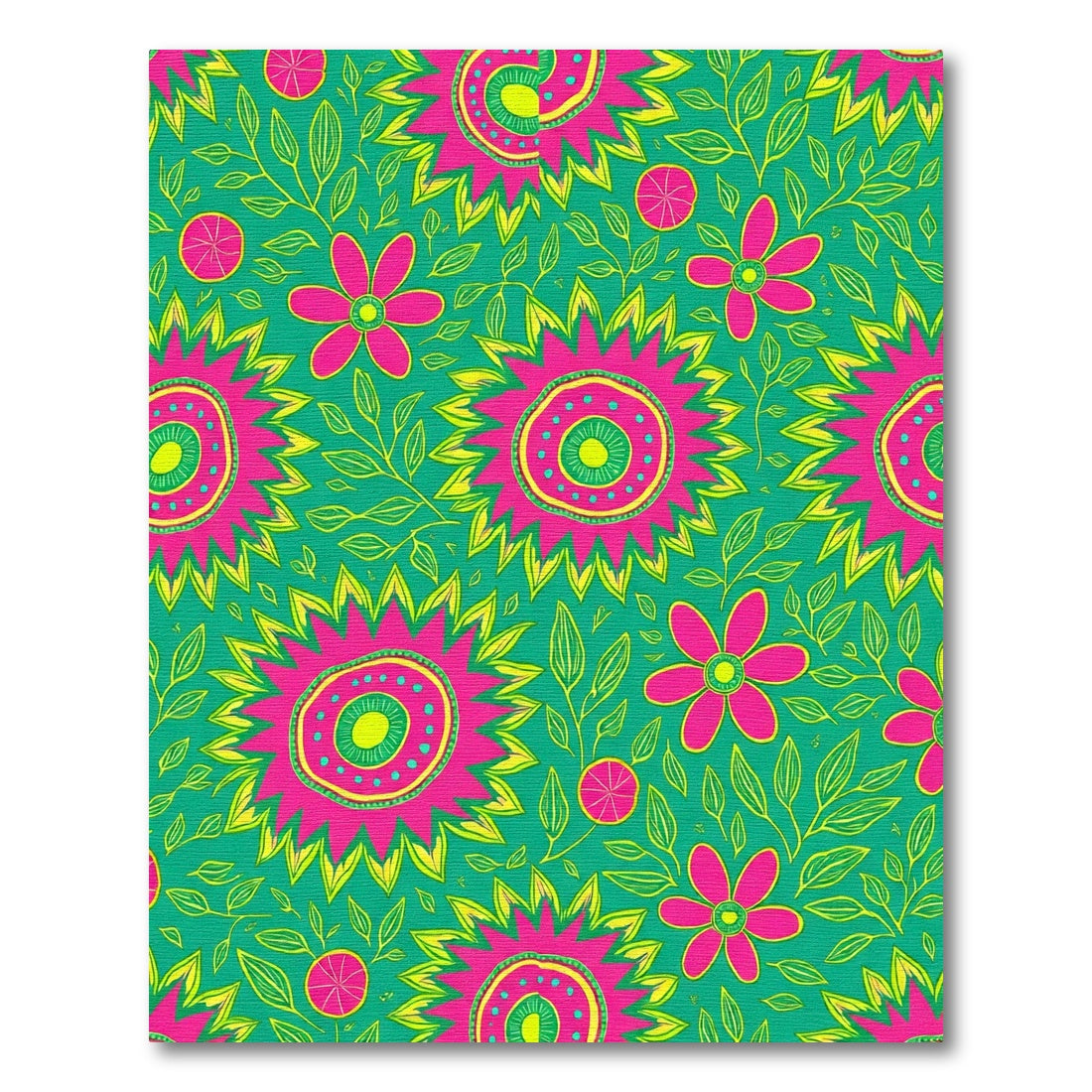 Vibrant Pink Yellow Floral Garden Rug