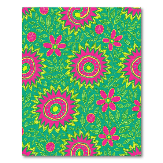 Vibrant Pink Yellow Floral Garden Rug
