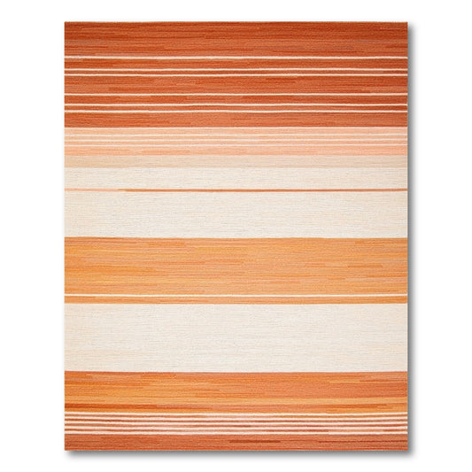 Rust Pink Cream Gradient Striped Rug
